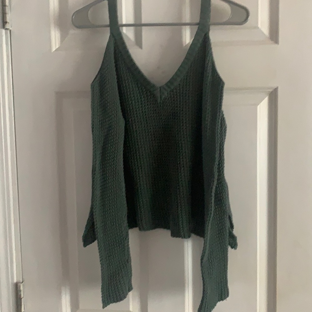 Green off the shoulder sweater
